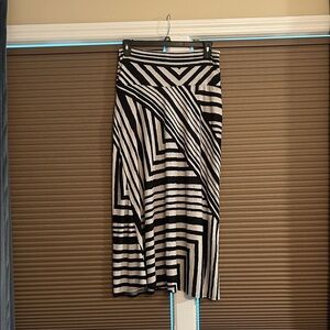 Sunny Leigh Black and White Geometric Midi Skirt